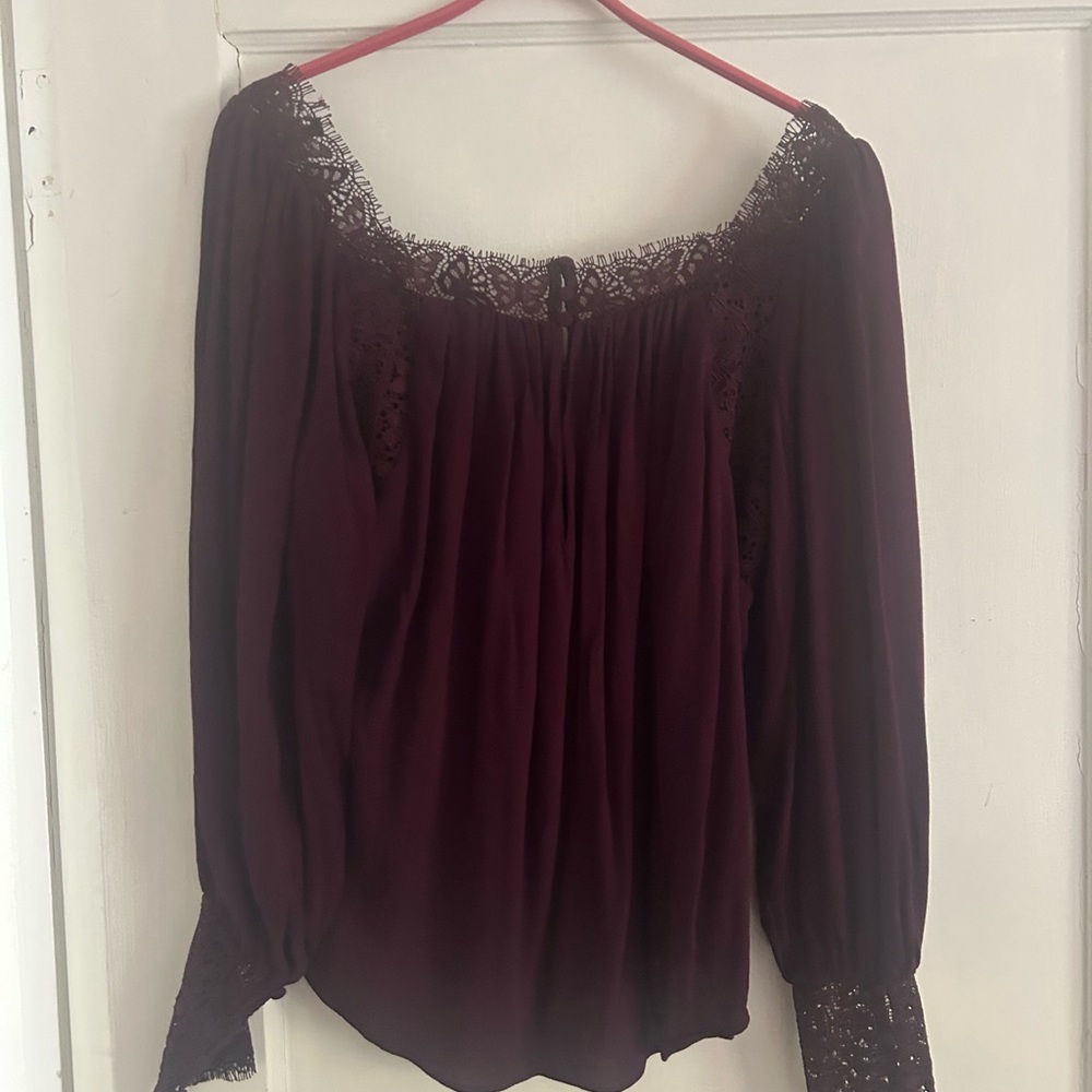 Free People Deep Purple Lace Blouse - Picture 2 of 4